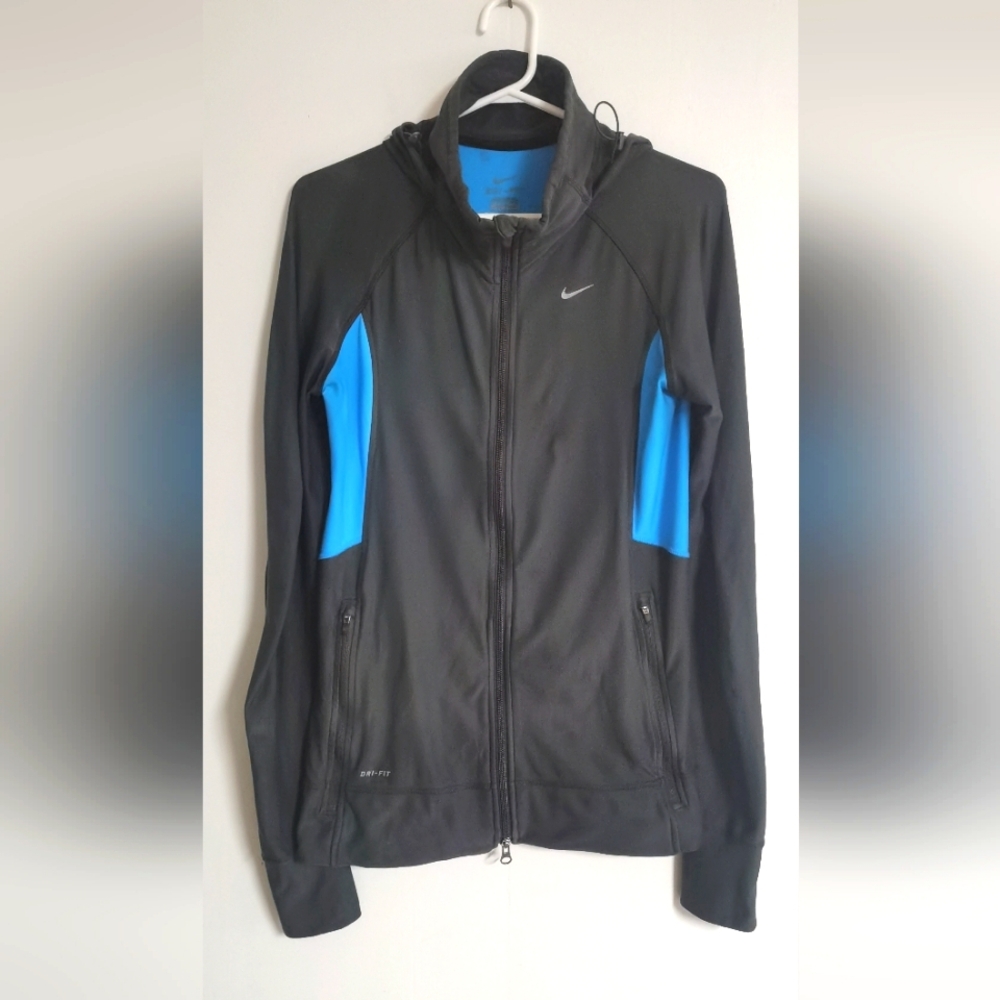 Nike Running Dri-Fit Women's Mock Neck Full Zip Blue Jacket M